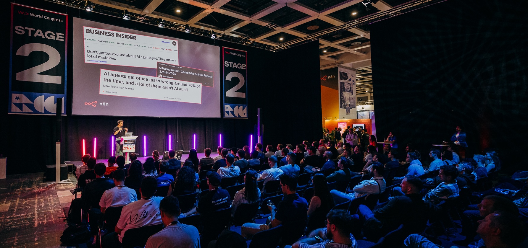 Max Tkacz presenting on stage